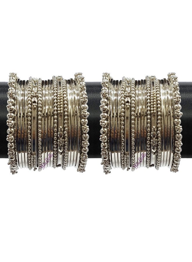 YouBella Jewellery Traditional Silver Plated Oxidized Bracelet Bangles Set for Girls and Women (2.4) - Image 1