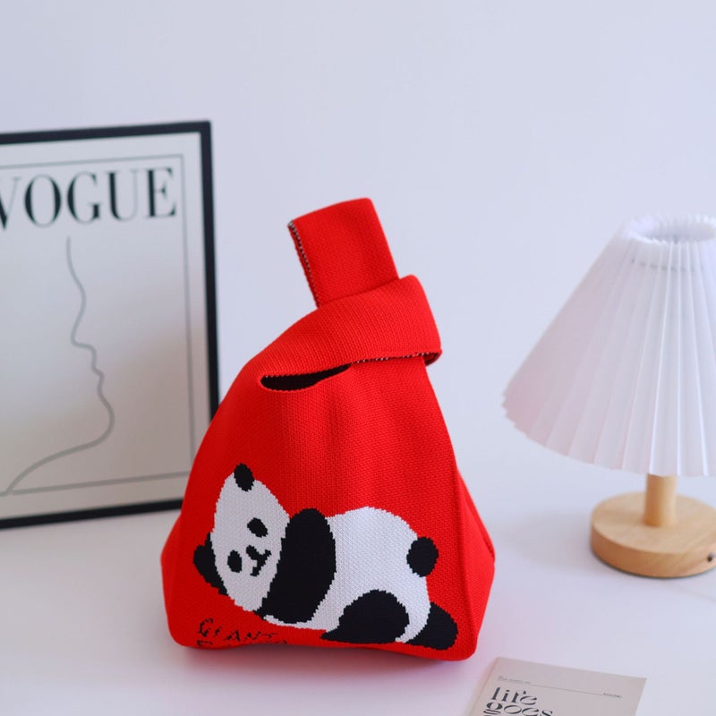 Panda Knitted Bag Handbag Souvenir Bucket Versatile Bag Various Options Lightweight Matching - Image 3