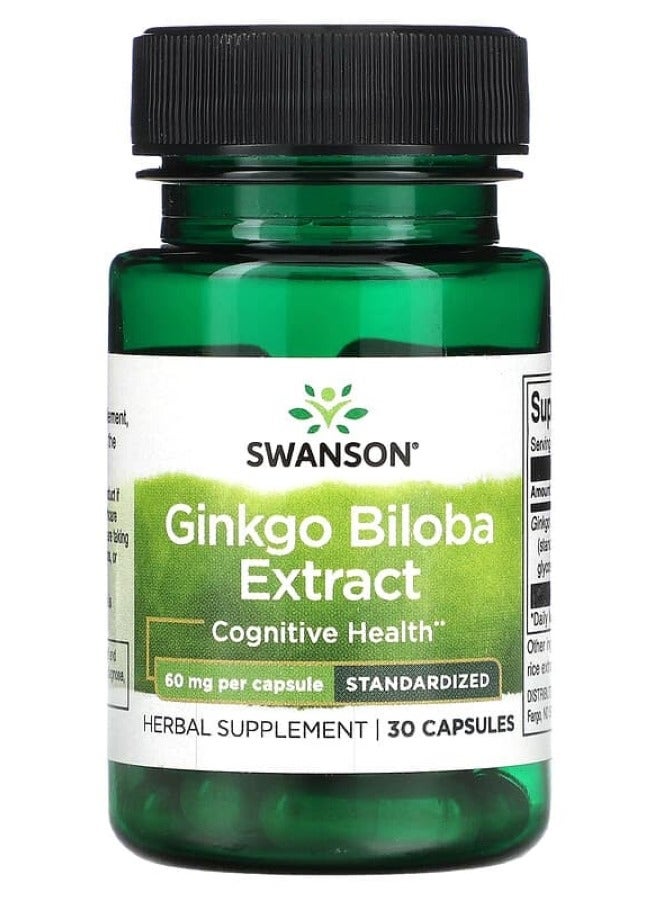 SWANSON Ginkgo Biloba Extract - Standardized 60 mg 30 Caps 