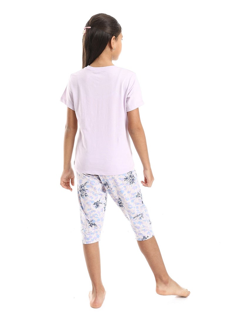 REDCOTTON Girls Printed Ballerina Tee & Pants Pajama Set  - Image 2