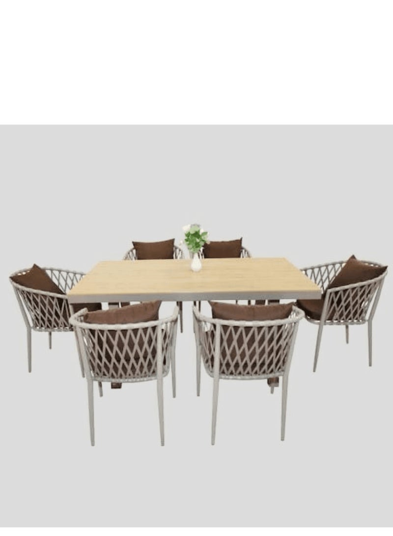 Wooden Twist Outstanding Aluminum Frame WPC 6-Seater Dining Set with Cushions  - Image 2