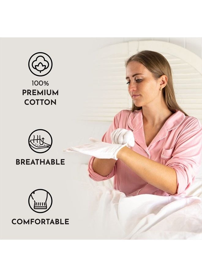 Gaxcoo - XSmall 100% Premium Cotton Moisturizing Gloves for Dry Hands & Eczema | Overnight Lotion, Sleep & Spa Treatment for Women & Men | Reusable, Washable - Free Washing Bag (White - XS - 7 Pairs - Image 1