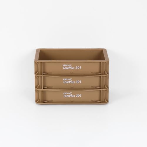 KBDcraft Stackable Storage Bin HeavyDuty Plastic Organizer Box and Tray with Straight Walls small plastic bin totes for storage 12x8x3 05Gal Khaki 3 Pack - Image 1