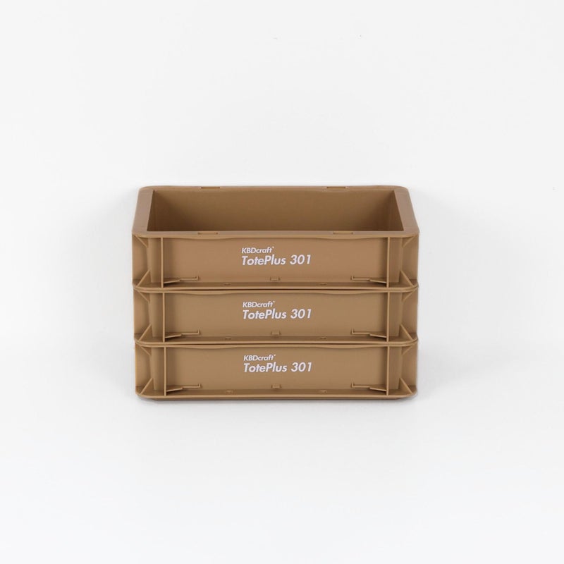 KBDcraft Stackable Storage Bin HeavyDuty Plastic Organizer Box and Tray with Straight Walls small plastic bin totes for storage 12x8x3 05Gal Khaki 3 Pack - Image 2