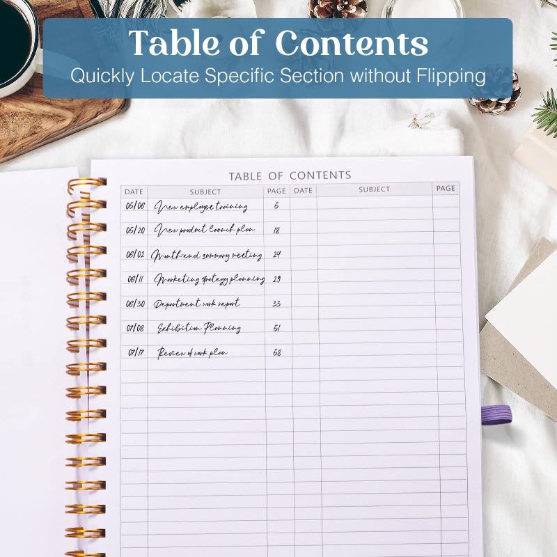 Amanple Spiral Notebook, 8.5â€ x 11â€ Notebooks for Work, 300 Numbered Pages College Ruled Notebook, Large Notebook for School with 24 Tabs, A4 Notebook Journal for Women Men, Thick Paper, Back Pocket, Purple - Image 5