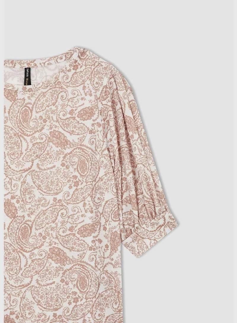ديفاكتو Regular Fit Half Sleeves Floral Print T-Shirt
