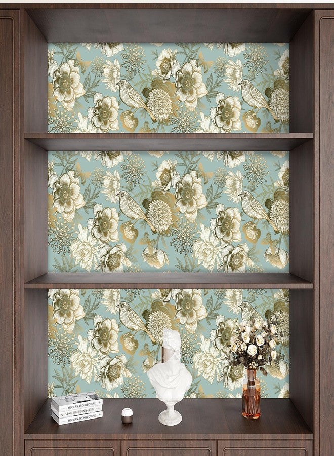 VaryPaper Vintage Gold Floral Bird Wallpaper Peel and Stick 17.7''x78.7'' Luxury Peony Butterfly Floral Contact Paper for Cabinets Waterproof Removable Decorative Vinyl Wall Paper for Bedroom Bathroom - Image 3