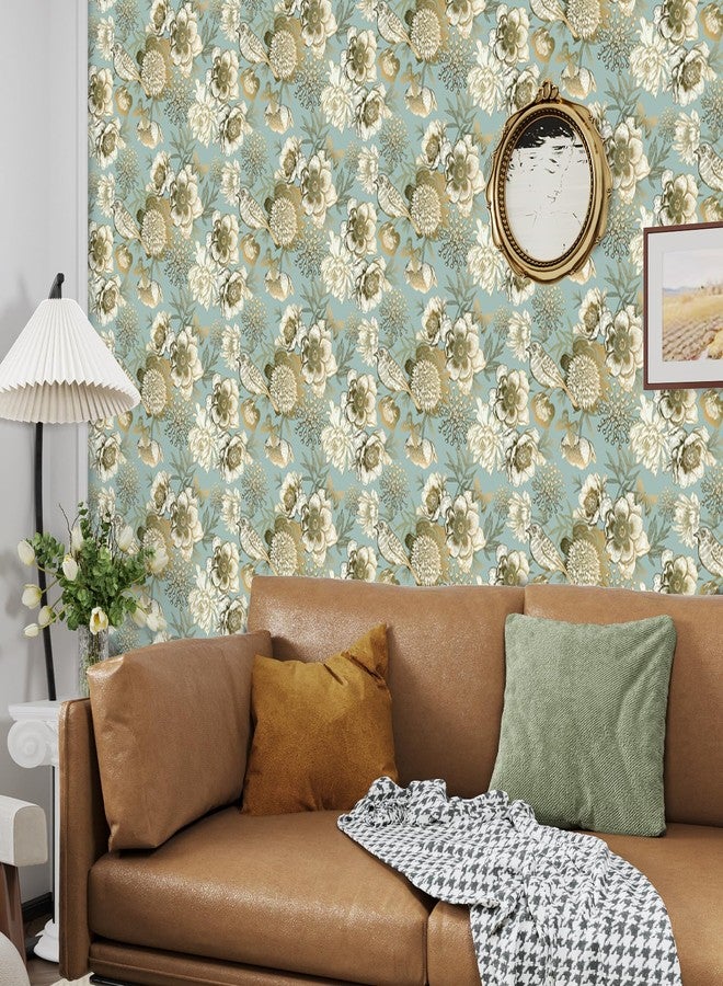VaryPaper Vintage Gold Floral Bird Wallpaper Peel and Stick 17.7''x78.7'' Luxury Peony Butterfly Floral Contact Paper for Cabinets Waterproof Removable Decorative Vinyl Wall Paper for Bedroom Bathroom - Image 5