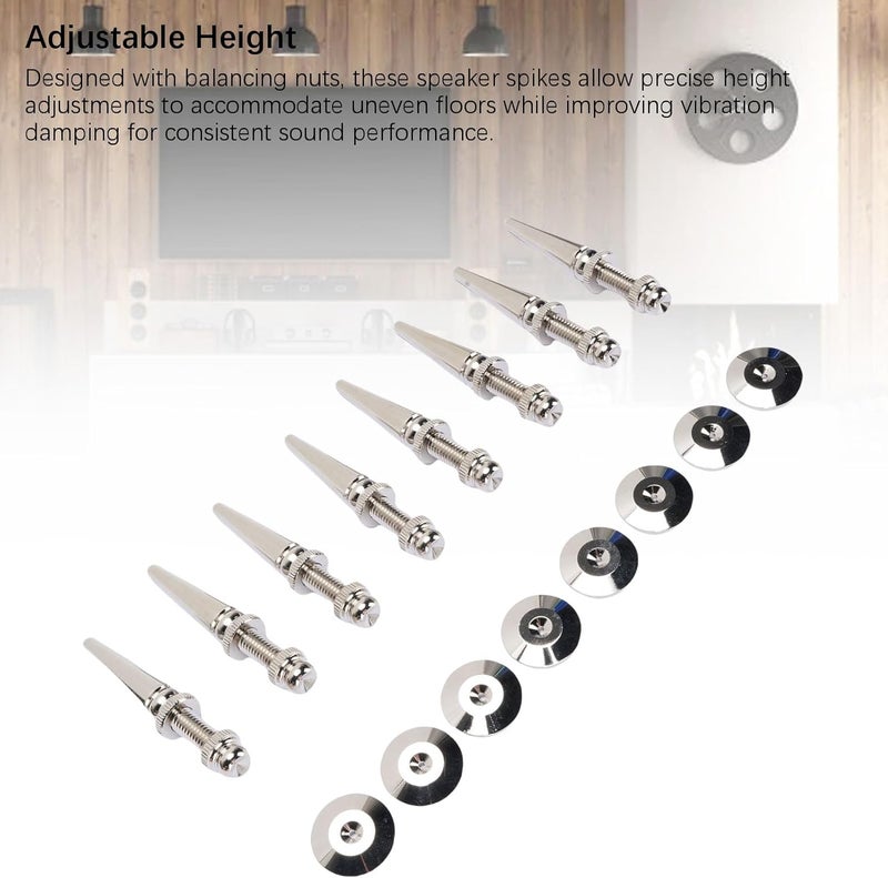 GOWENIC Audio Pure Copper Speaker Spike Set 8 Pcs, Shockproof Speaker Isolation Spikes for Subwoofer Amplifier Turntable Recorder CD DVD Player Silver - Image 4