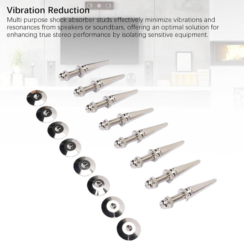 GOWENIC Audio Pure Copper Speaker Spike Set 8 Pcs, Shockproof Speaker Isolation Spikes for Subwoofer Amplifier Turntable Recorder CD DVD Player Silver - Image 5
