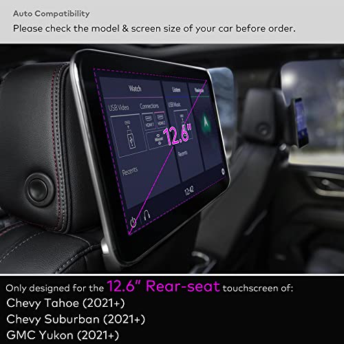 INNOSURE (2 Pack Glass Screen Protector Designed for (2021 2022 2023) Chevrolet Chevy Tahoe/Suburban, GMC Yukon Rear-seat 12.6 Inch Entertainment Media Touch Screen Back Seat Accessories (HD Clear) - Image 2