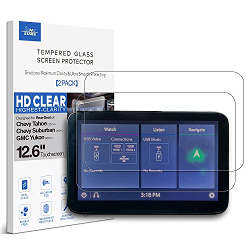 INNOSURE (2 Pack Glass Screen Protector Designed for (2021 2022 2023) Chevrolet Chevy Tahoe/Suburban, GMC Yukon Rear-seat 12.6 Inch Entertainment Media Touch Screen Back Seat Accessories (HD Clear) - Image 1