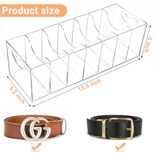 Meaocer Belt Organizer 7 Compartment Acrylic Belt Display Case for Closet Ties and Bow Ties - Image 3