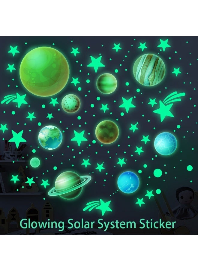 هومستر طقم ملصقات المجموعة الشمسية مع 435+ نجمة - كواكب ومجموعات نجمية مضيئة في الظلام، ديكور فضائي قابل للإزالة لغرف الأطفال والحضانة - Image 3