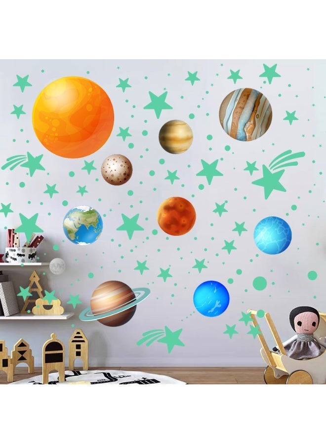 هومستر طقم ملصقات المجموعة الشمسية مع 435+ نجمة - كواكب ومجموعات نجمية مضيئة في الظلام، ديكور فضائي قابل للإزالة لغرف الأطفال والحضانة - Image 4