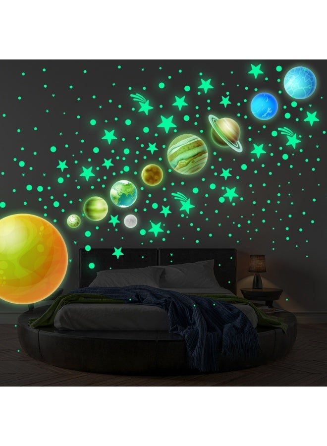 هومستر طقم ملصقات المجموعة الشمسية مع 435+ نجمة - كواكب ومجموعات نجمية مضيئة في الظلام، ديكور فضائي قابل للإزالة لغرف الأطفال والحضانة - Image 2