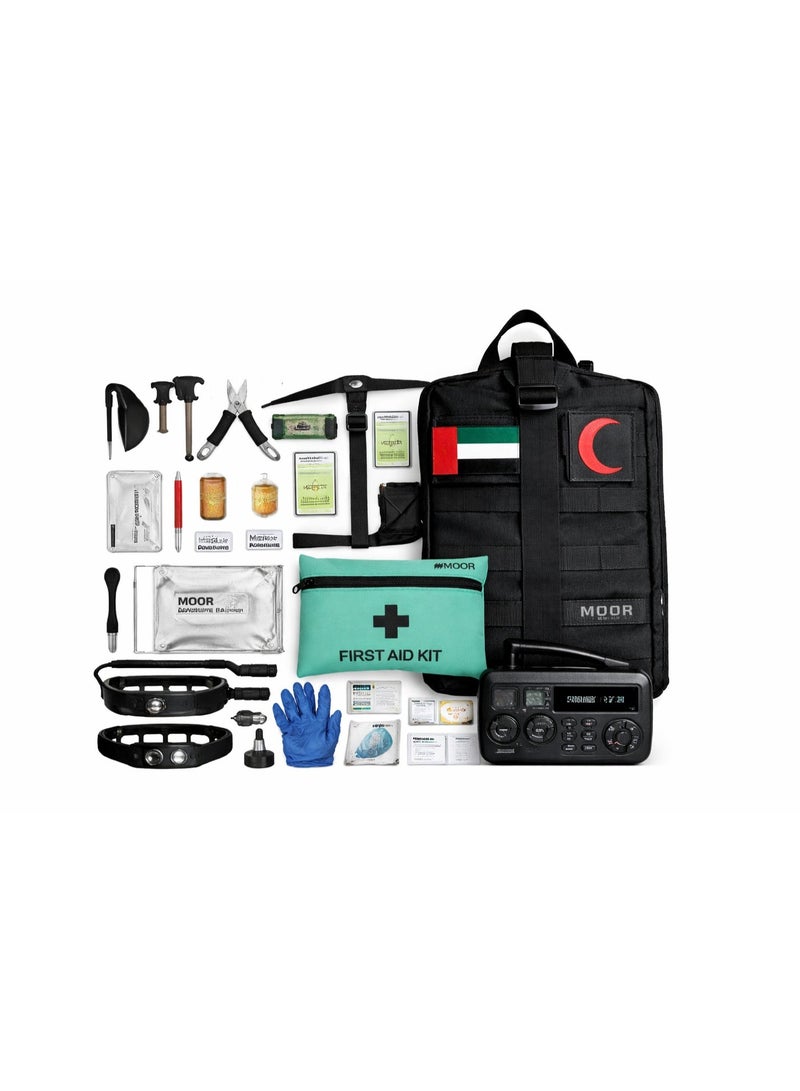 MOOR Survival & Camping Kit – Compact Emergency Outdoor Gear Set for Hiking, Travel & Camping with Essential Tools in Black - Image 1