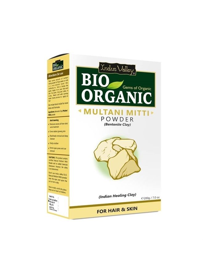 Indus Valley Bio Organic Multani Mitti Powder 100% Pure Natural & Organic Skin Care, Reduces fine lines & wrinkles, Lightens suntan, dark spots and pigmentation, Cruelty-free & Vegan, Certified USDA O - Image 1