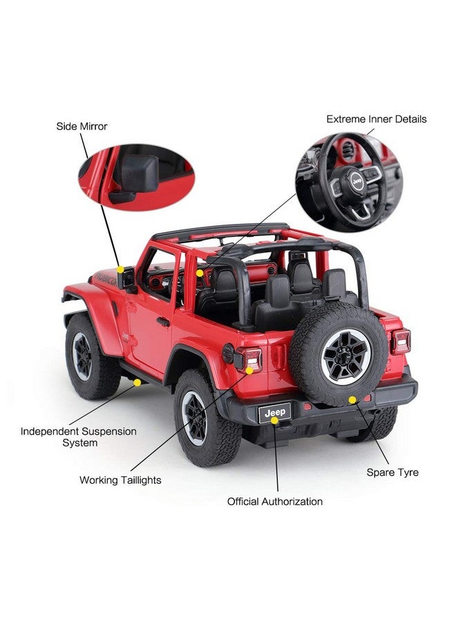 RASTAR Off-Road Remote Control Car, 1:14 Jeep Wrangler JL RC Off-Road Racing Vehicle Toy Car for Kids Adults, Spring Suspension/Door Open, 2.4Ghz RED - Image 4