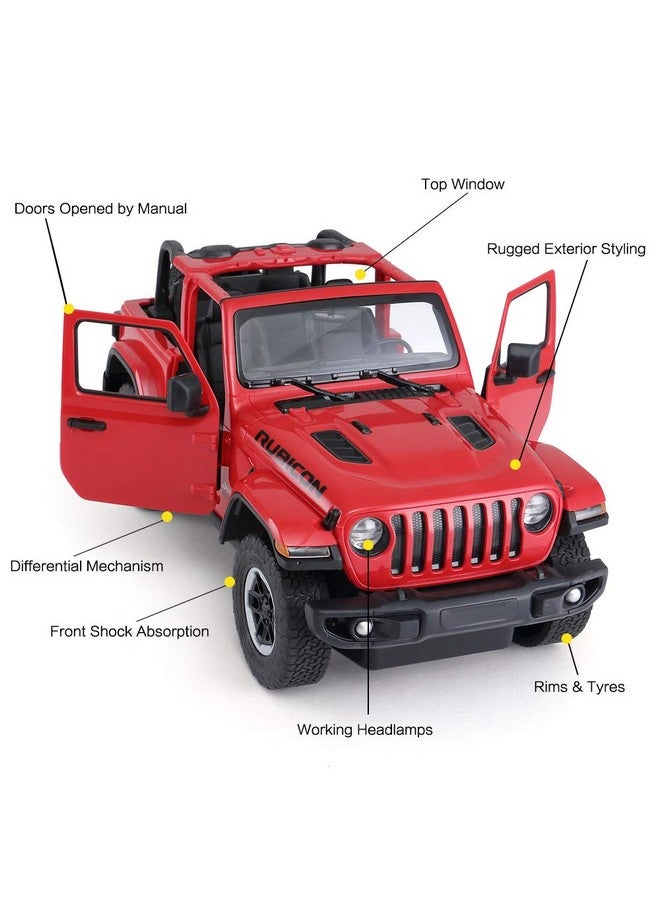 RASTAR Off-Road Remote Control Car, 1:14 Jeep Wrangler JL RC Off-Road Racing Vehicle Toy Car for Kids Adults, Spring Suspension/Door Open, 2.4Ghz RED - Image 3