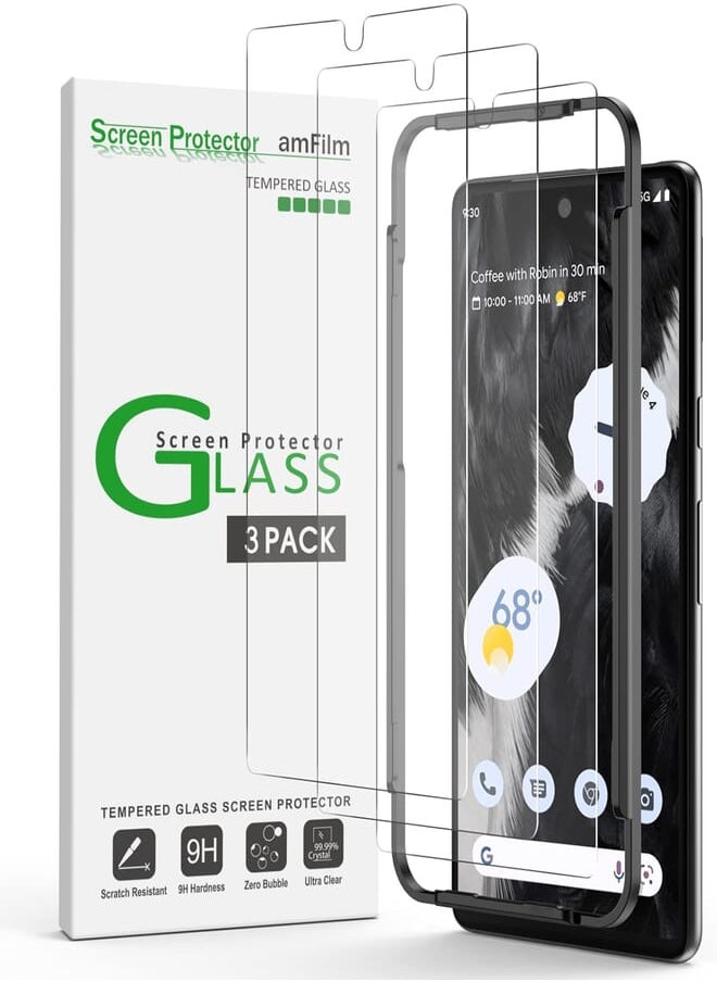 Amfilm - amFilm (3 Pack) Compatible with Google Pixel 7 Tempered Glass Screen Protector, 0.26mm Thickness HD Clear, Anti-Scratch Bubbles-Free - Image 1