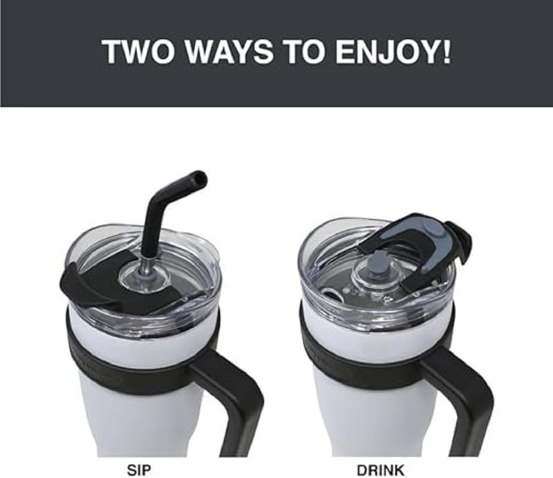 BLAGO 2024 Tumbler 40 oz with Handle Travel Mug Straw Covers Cup with Lid Insulated Stainless Steel Water Iced Tea Coffee Mug Safe and Healthy Drinking Experience 1 Blue with White - Image 4