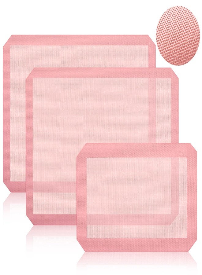 Ferrochef 3 Pack Perforated Silicone Baking Mat, Non Stick Pink Baking Mats 2 Half Sheets 16.5"x11.6" & 1 Quarter Sheet, Food Reusable Safe Oven Liners Mats for Making Cookies, Macaroons, Bread - Image 1