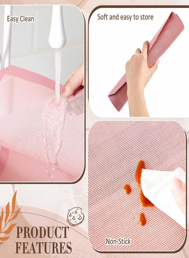 Ferrochef 3 Pack Perforated Silicone Baking Mat, Non Stick Pink Baking Mats 2 Half Sheets 16.5"x11.6" & 1 Quarter Sheet, Food Reusable Safe Oven Liners Mats for Making Cookies, Macaroons, Bread - Image 5