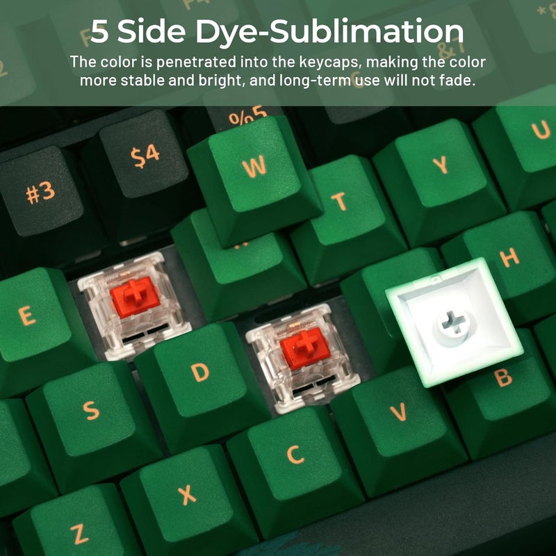 OHY XVX Retro Green Maple Leaf Theme PBT Dye-Sub Keycaps Set, Cherry Profile Keycaps for 65%/75%/100% Mechanical Keyboards (Compatible with Gateron & Cherry MX Switches) - Image 3