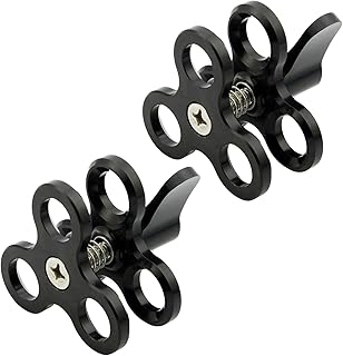LetonPower Black Aluminum Butterfly Clip Ball Clamp Mount, Diving Photography Butterfly Clip, Holes Ball Clamp Mount - Image 1