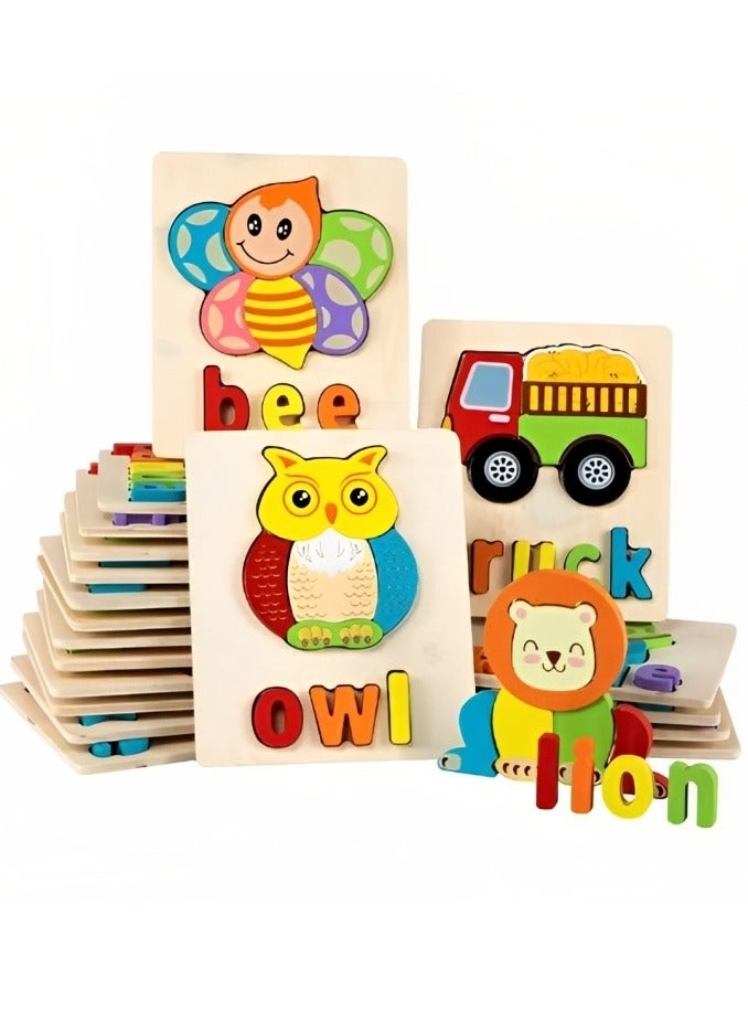 Colorful Wooden 3D Puzzles, Shape Design with Names, Teacher Parents Early Learning Support Tools, Attractive Colors and Patterns, Montessori Motor Skill Develop Toys, Ideal Kids Gift (Lion Shape) - Image 2