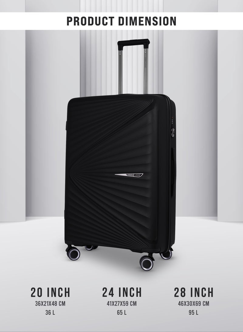 بارا جون طقم حقائب سفر بعجلات صلبة من البولي بروبلين  قطع  أسود - Image 2