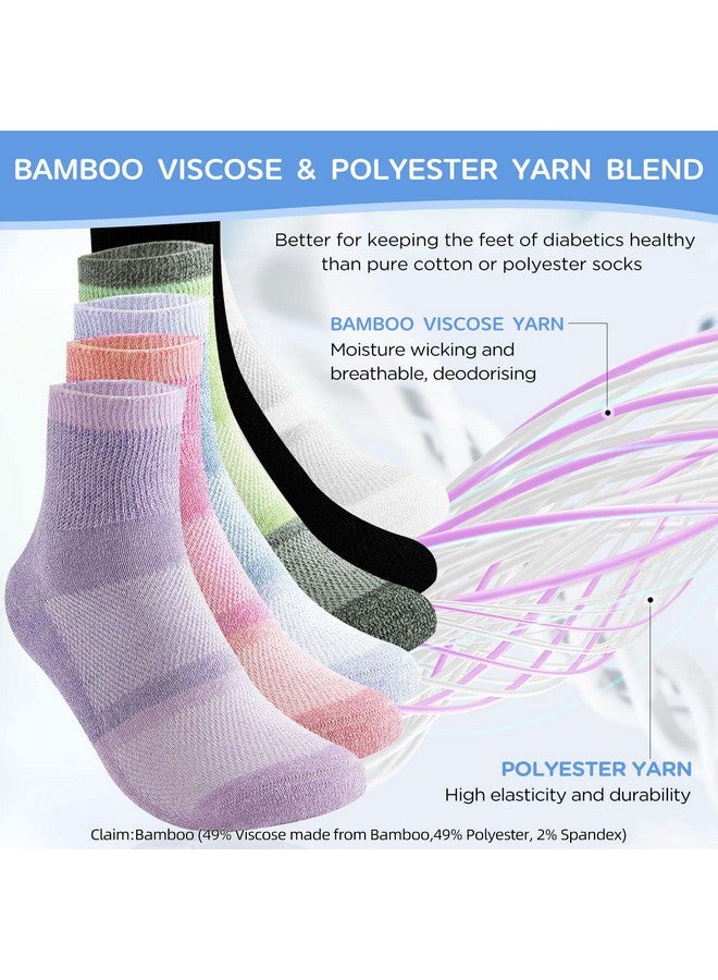 Bulinlulu Bulinlulu Diabetic Socks for Women&Men,6 Pairs Non Binding Diabetic Ankle Socks,Wide Socks with Seamless Toe(Large,Bright Colors-6 Pairs) - Image 4