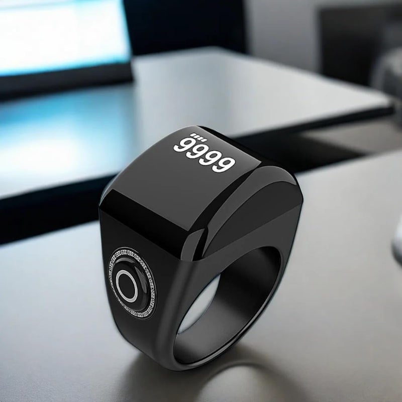 خاتم Tasbih الذكي الإلكتروني للنساء والرجال ، الصلاة المسلمة ، اهتزاز تذكير توقيت الصلاة ، عداد Tasbih ، خاتم ذكي مع بلوتوث ، 22 مم ، التحكم في التطبيق ، USB - Image 1