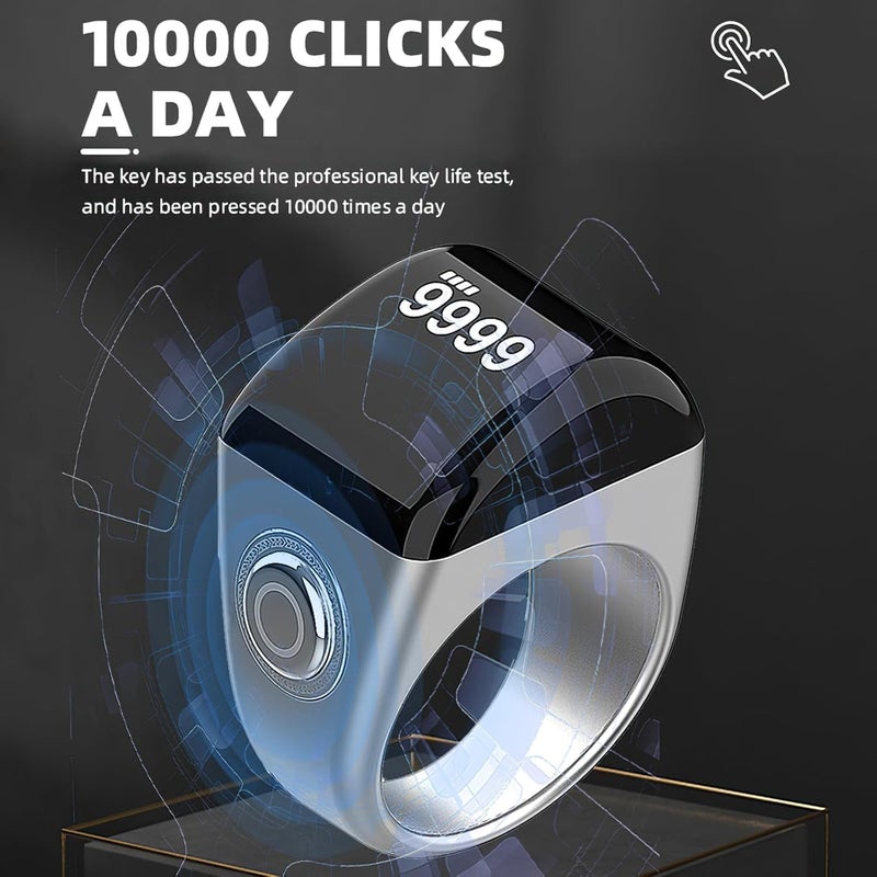 خاتم Tasbih الذكي الإلكتروني للنساء والرجال ، الصلاة المسلمة ، اهتزاز تذكير توقيت الصلاة ، عداد Tasbih ، خاتم ذكي مع بلوتوث ، 22 مم ، التحكم في التطبيق ، USB - Image 2