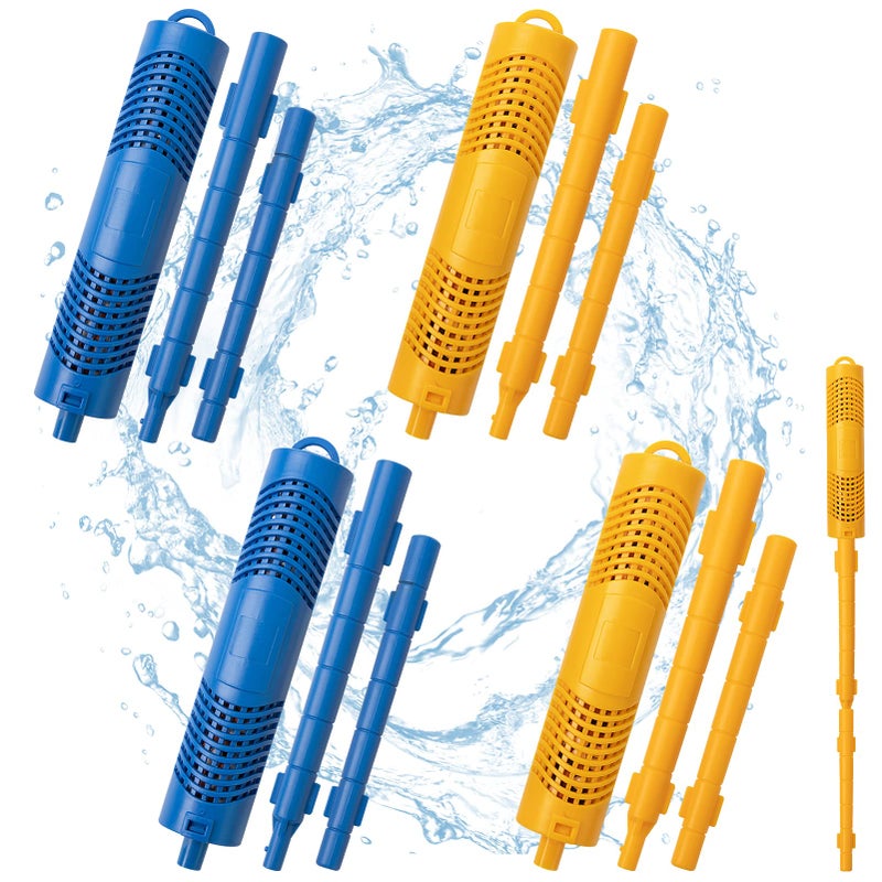 PAMASE 4 Pack Spa inFilter Mineral Sticks Parts Cartridge Sticks for Hot Tub Spa Swimming Pool Fish Pond Filter Cartridge Last for 4 Months Blue  Yellow