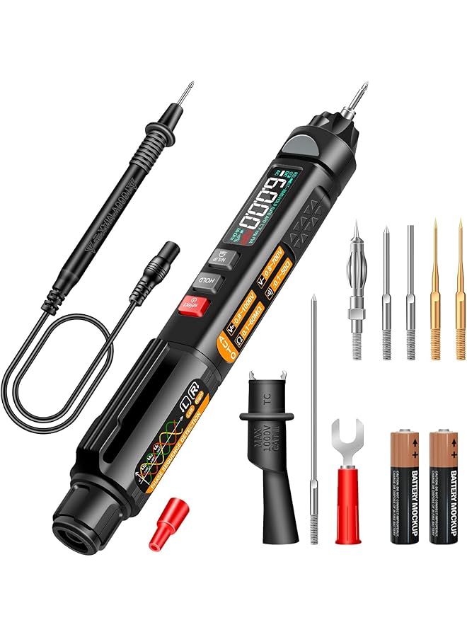 PROMASS promass Multimeter AC/DC Voltage Tester, 6000 Counts Pen Type Professional Current Meter, Non-Contact Electricians Voltmeter Tester for AC/DC Voltage, Live Wire, Resistance, Continuity and Diode Tests  - Image 1