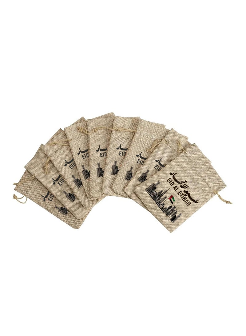 PRINTSHOP4ME Eid Al Etihad Gift Bags–Set Of 12 Burlap Bags–Perfect For Celebrating Eid Al Etihad–Reusable And Eco-Friendly Gift Bags–Perfect For Schools,Offices,Events  - Image 3