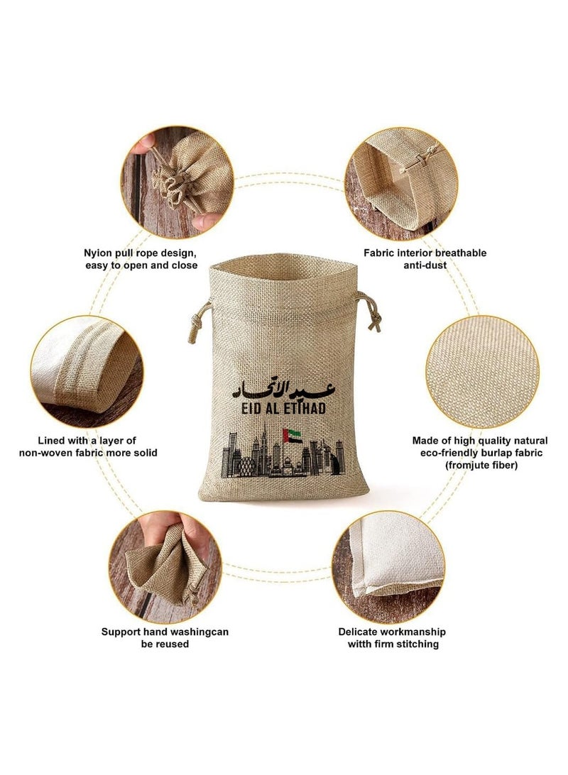 PRINTSHOP4ME Eid Al Etihad Gift Bags–Set Of 12 Burlap Bags–Perfect For Celebrating Eid Al Etihad–Reusable And Eco-Friendly Gift Bags–Perfect For Schools,Offices,Events  - Image 5