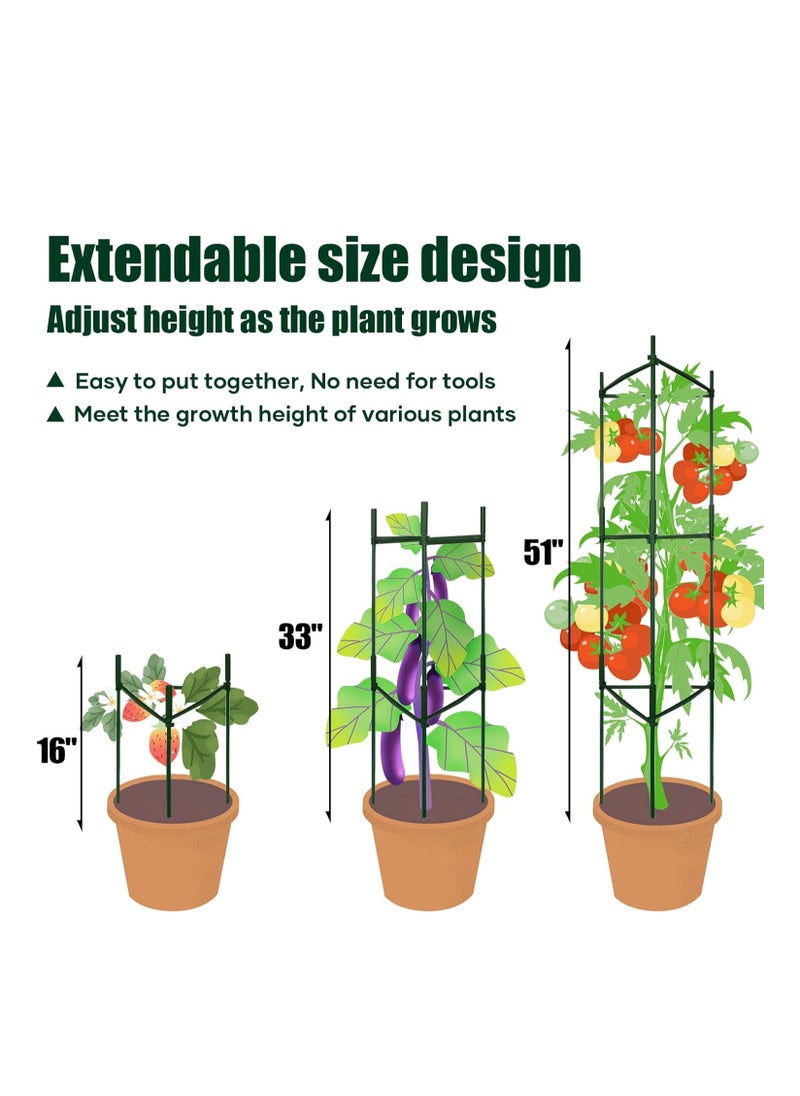 SYOSI Tomato Cage, Premium Tomatoes Plant Stakes Support Cages Trellis for Garden and Pots, Multi-Functional Climbing Vegetables Cages Trellis, 51 inches, 3 Pcs  - Image 2