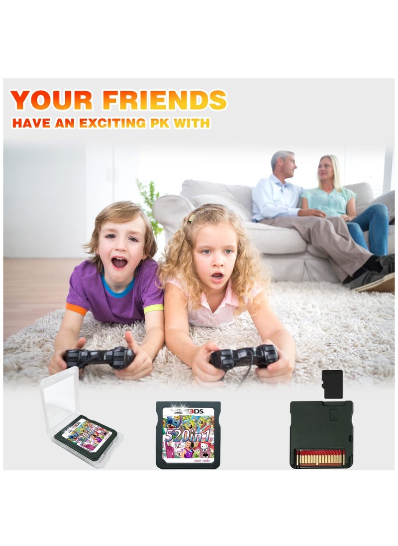 520-in-1 Game Card for DS/2DS/3DS Consoles - Super Combo Cartridge Featuring 520 Classic Nostalgic Games - Ultimate Game Pack for Endless Fun!