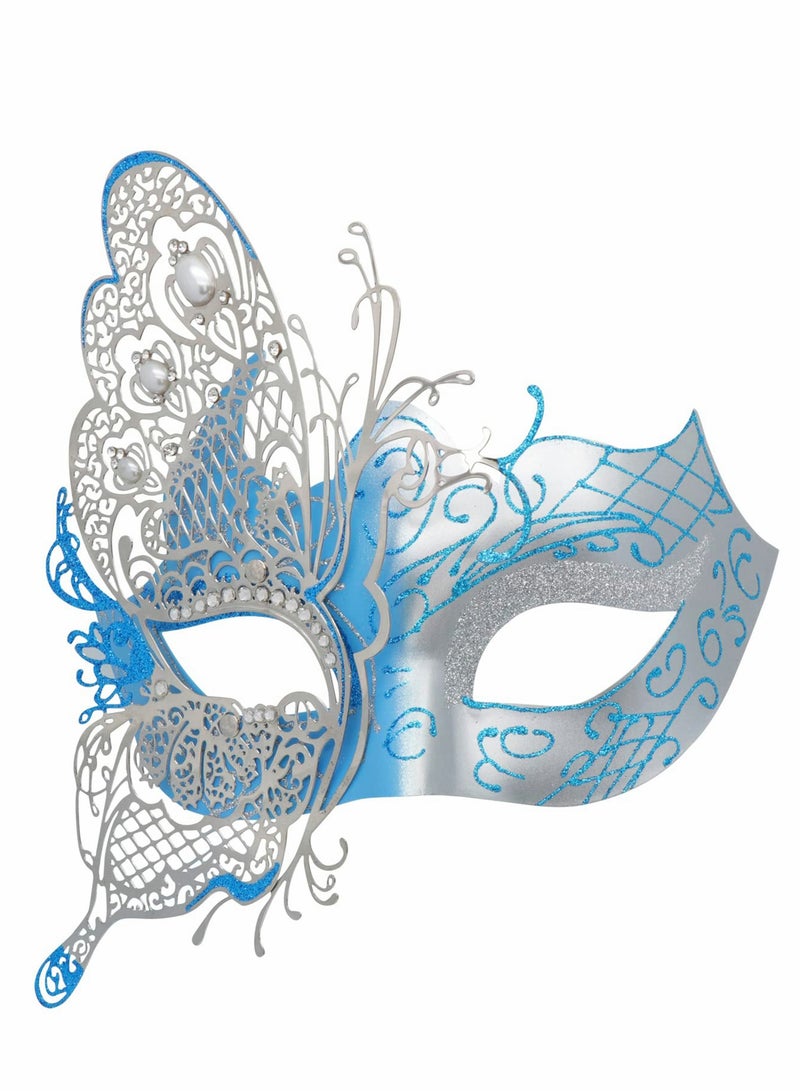 Excefore Masquerade Mask for Women, Mysterious Venetian Butterfly Lady  Party Evening Prom Ball Costumes Accessory, Blue - Image 1