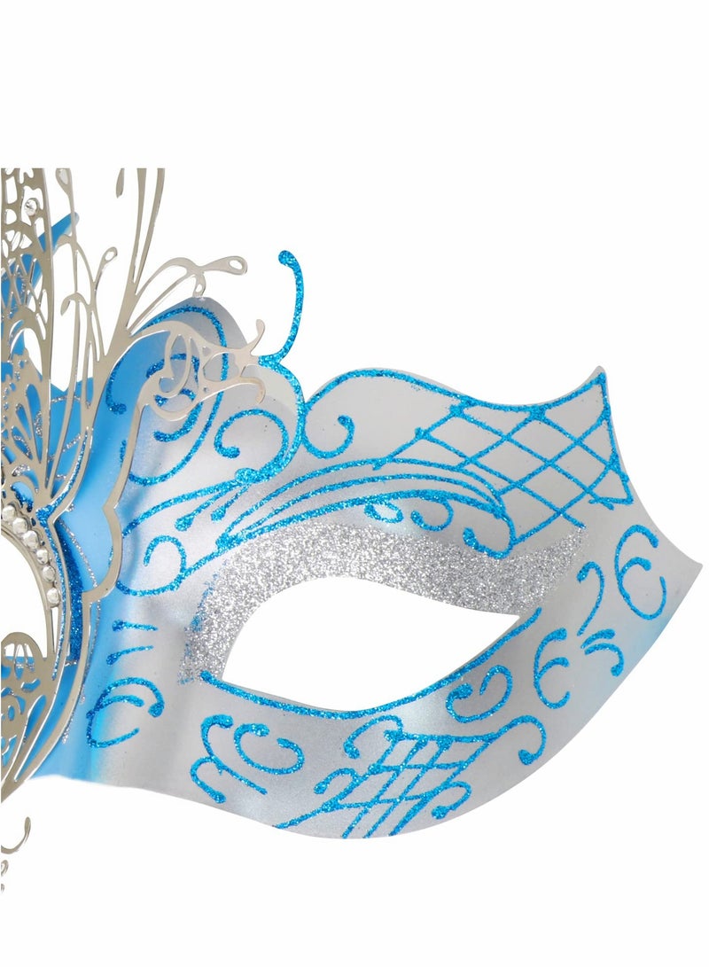 Excefore Masquerade Mask for Women, Mysterious Venetian Butterfly Lady  Party Evening Prom Ball Costumes Accessory, Blue - Image 4