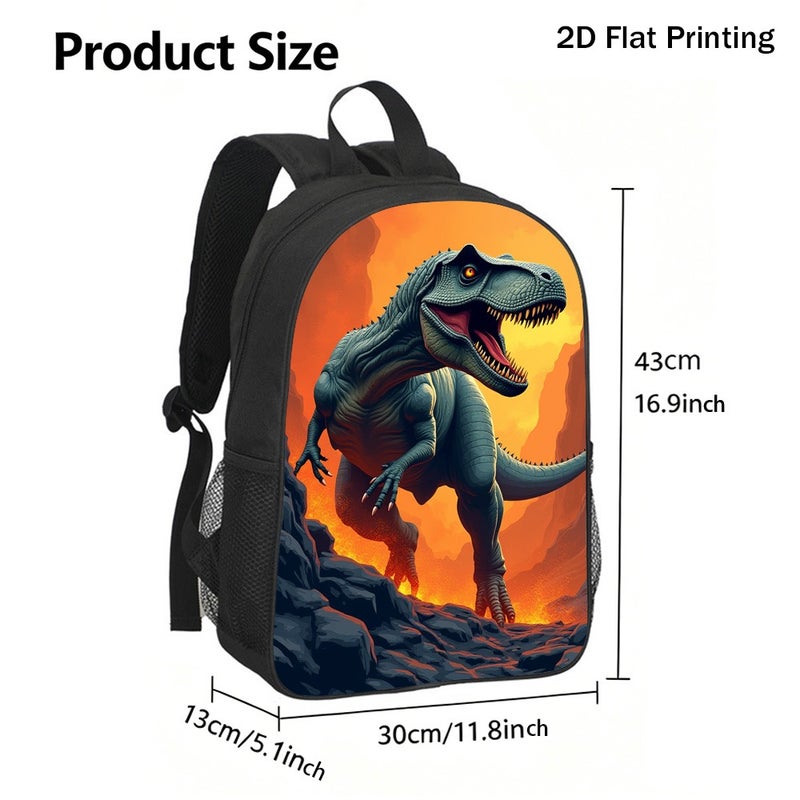 School T Rex Dinosaur Backpack Durable Large Capacity 2D Flat Print for travel outdoor party for Students - Image 3