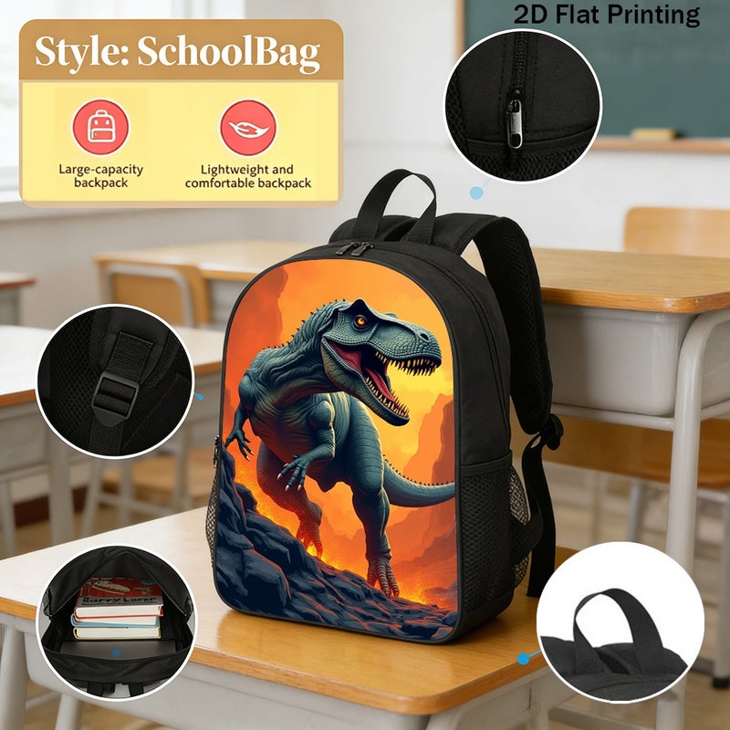 School T Rex Dinosaur Backpack Durable Large Capacity 2D Flat Print for travel outdoor party for Students - Image 2