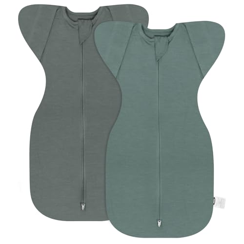 MEXXI Swaddle Baby Sleep Sack With Arms Up, 2 Pack Baby Transitional Swaddle with Double Zipper,0.5 TOG, 8-13 lbs, S - Image 1