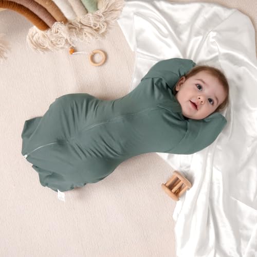 MEXXI Swaddle Baby Sleep Sack With Arms Up, 2 Pack Baby Transitional Swaddle with Double Zipper,0.5 TOG, 8-13 lbs, S - Image 2