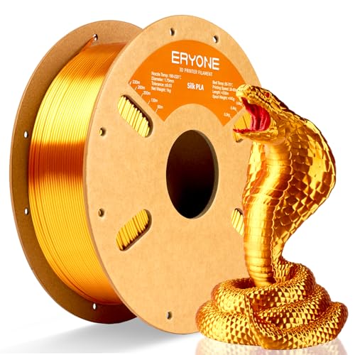 ERYONE Silk PLA Filament for 3D Printer 1.75mm +/- 0.03mm, Shiny Filament 1kg (2.1lbs)/Spool, Liquid Gold - Image 1