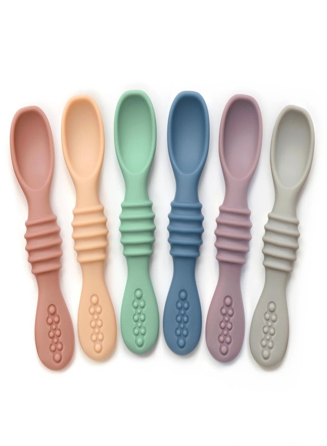 PrimaStella Silicone Chew Spoon Set for Babies and Toddlers - Safety Tested - BPA Free - Microwave, Dishwasher and Freezer Safe - Earth Shades - Image 1