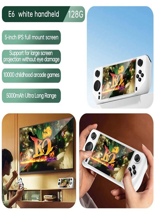 GSH E6 Handheld Game Console Portable Video Game 5-Inch IPS Screen With 10+ Emulators And 10000+Retro Games (256Gb), White - Image 4